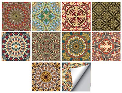 Floor Wall Tile Transfers Sticker for Home Decor, Peel & Stick self-Adhesive splashback, Tile Decals for Living Room Kitchen Bathroom Decor, 10 Piecesx15x15cm