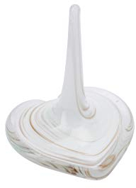 CGB Giftware White and Gold Heart Decorative Glass Ring Holder and Organiser | Valentines Birthday Christmas Wedding Mother's Day | Artisan Glass GB05234