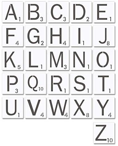 CDIYTOOL Buchstabenschablonen im Scrabble-Stil, 10,2 cm, wiederverwendbar, Familiennamen zum Malen auf Holz, Malschablone für Heimdekoration & DIY