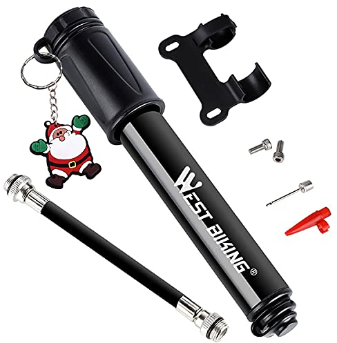 Pompa Bicicletta, mini pompa portatile in lega di alluminio, Pompa Bicicletta Alta Pressione Compatibile con Presta e Schrader, Portatile Pompa per Bici MTB, Bici Corsa, Palla Sportiva Calcio