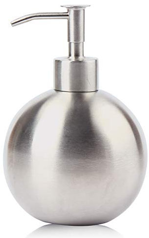 Sinolofty 500ml Distributeur de Savon Liquid de Lotion Liquide Vaisselle Shampoing pour Cuisine Salle de Bain en Acier Inoxydable Rond Manuel