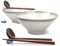 Ramen Soup Bowl Set, Japanese Ceramic Noodle Bowl with Spoons and Chopsticks for Pho, Udon Rice and Salad, Traditional Hand-Made Gift (Gray&Beige, 2×1000ml)