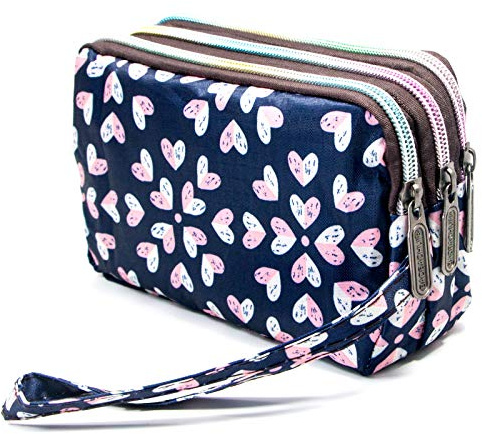 BIAOTIE Large Capacity Wristlet Wallet - Women Printed Nylon Waterproof Handbag Clutch Purse (F-13)