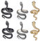 Yueser Schlange Ring, 6 Stücke Verstellbarer Schlangenring Punk Vintage Ringe für Damen Männer (Gold,Silber und Schwarz)