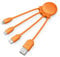 Xoopar Câble Multi USB 4 en 1 Chargeur Universel - Résistant avec Micro USB - USB - USB C - Lightning pour Smartphone et iPhone Cable Octopus (Orange)