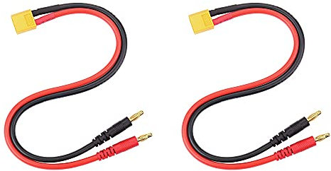 CENPEK 2 Pack Male XT60 to 4.0 Banana Plug RC Battery Charge Cable 14AWG Silicone Wire 15cm