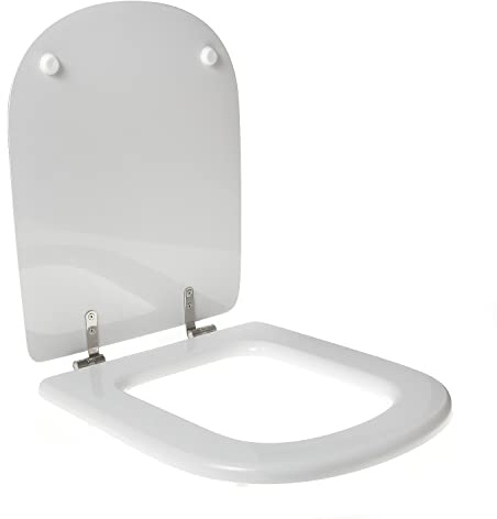 Toilettensitz für IDEAL STANDARD CALLA Holz, hochwertiges Polyester, Edelstahl-Scharnier - Toiletten Sitz - Farbe: Weiß - Verschluss: Normal