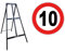 CARTELLO IN LAMIERA SCATOLATA DISCO diametro 60 cm - limite massimo di velocità 10km/h - SEGNALE CATARIFRAGENTE CON CAVALLETTO (CARTELLO + CAVALLETTO)