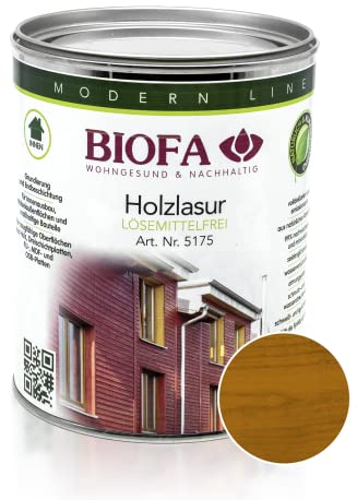 BIOFA Holzlasur farbig lösemittelfrei Holzschutz Holz Lasur 0,375L Teak