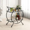 Lormiter Industrial Bar Carts - Rolling Serving Cart, Black with Lockable Wheels, Glass Shelves, Wine Storage for Home Bar & Kitchen Parties