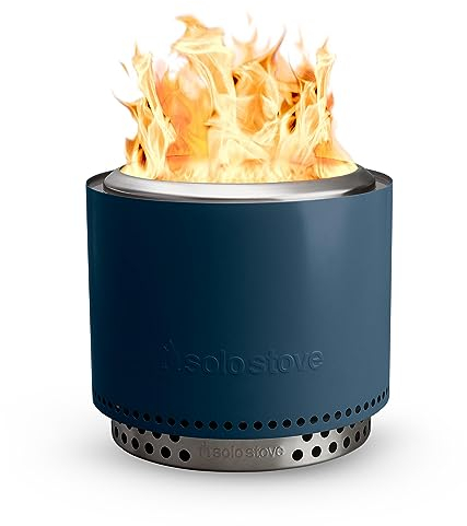 Solo Stove Feuerschale Bonfire 2.0 mit Standfuß | Feuerstelle für Raucharme Holzverbrennung, Herausnehmbare Auffangschale, Mobile Outdoor Feuertonne für Unterwegs, Edelstahl, 49,5x44,5cm, 11,4kg, Blau