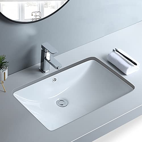 ZYLEDW Rechteckiges Porzellan-Keramik-Unterbau-Waschbecken, Unterbau-Waschschale, Waschbecken, Waschbecken, Rechteckiges Unterbau-Waschbecken mit Überlauf und Wasserhahn (Size : 22in)