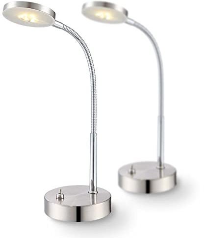 bmf-versand Tischlampe LED als 2er Set - Nachttischlampe flexibler Arm für Schlafzimmer - Schreibtischlampe Kinder inklusive Leuchtmittel