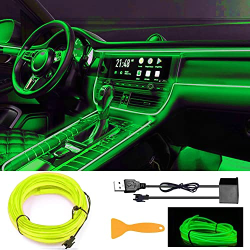 EL Wires Car Kit, EL Draht, EL Draht Neon Leuchtende, Flexible Neon EL Draht, USB EL Wire, Flexible Neonlichtröhre 5m/16.5ft Auto Dekorationen LED Lichter für Auto Interieur