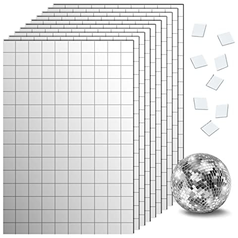 SAVITA 4200 Stück Selbstklebende Spiegel Mosaikfliesen, 7 Blätter Glasspiegel Mosaikfliesen Aufkleber für Discokugel Basteln Dekoration (5x5mm)