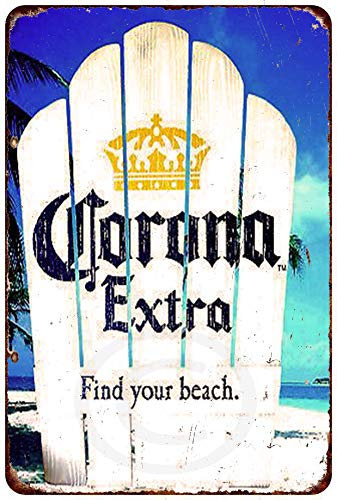 Metallschild Retro Corona Finds Your Beach extra Schild Wand 20,3 x 30,5 cm Dekoration Zuhause Restaurant Bar Höhle Outdoor Vintage Blechschild Dekoration Poster