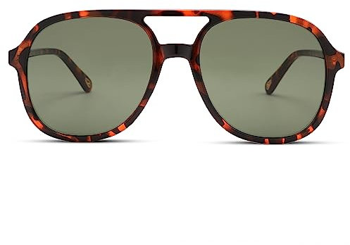 Pro Acme Polarised Retro Pilot Sunglasses Men and Women 70s Vintage Large Oversized Tinted Glasses UV400 Protection (Leopard/Green)