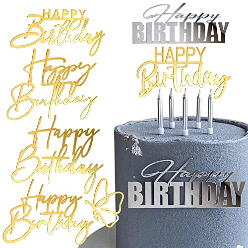 Happy Birthday Cake Topper Happy Birthday Tortendeko Geburtstag Torten Topper Acryl Caketopper Kuchendeko Tortenaufleger Mädchen Kuchen Deko Geburtstagsdeko Cake Decoration Torten Deko Cupcake Topper