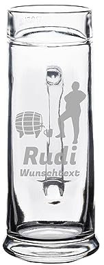 LUXENTU Gravur Bierkrug Bierglas mit Gravur, Henkelkrug, Bierseidel mit 0,3 Liter Eichung, Personalisierte Lasergravur von Motiv & Name, Bierfass