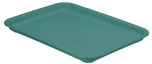 PATIKIL 14x10 Fast Food Tray, Plastic Reusable Multi-Purpose Rectangle Serving Tray for Cafeteria Restaurant Home Kitchen, Dark Green