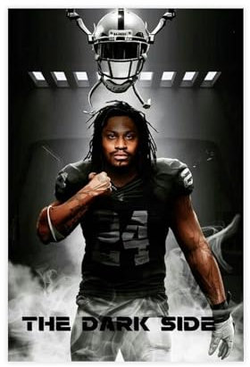 Poster für Sportler Marshawn Lynch Oakland Raiders (10), Leinwand-Poster, Wandkunst, Dekor, Bild, Gemälde für Wohnzimmer, Schlafzimmer, Dekoration, ungerahmt, 30 x 45 cm