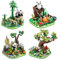 Creative Panda Micro Blocs de construction MOC Blocs de construction à pince Panda Animal Jouet forêt tropicale Plantes Forêt Arbres Fleurs Buissons Animaux Accessoires botaniques Compatible avec Lego