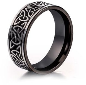 Mesnt Verlobungsring Herren, Herren Ring aus Edelstahl 7.8MM Vintage Ring mit keltischem Knotenmuster, Bronze, Größe 62 (19.7)