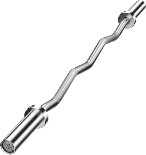 LOEFT EZ Curl - Bilanciere olimpico da 119,4 cm, capacità 136 kg, con 4 cuscinetti ad ago, manicotto in rame per sollevamento pesi, spinte dell'anca, squat e affondo, per dischi di peso da 5,1 cm