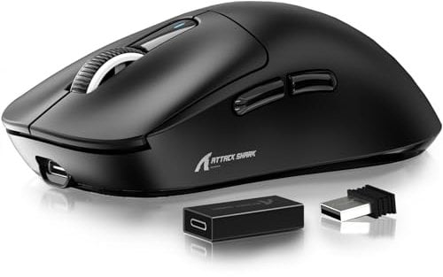 ATTACK SHARK X3 Pro 4K/8K Hz Mouse, 59g SUPERLIGHT, PixArt PAW3395 Gaming Sensor, BT/2.4G Wireless/Wired Gaming Mouse, 6 Adjustable DPI up to 26000, 200 Hrs Battery, for Win11/Xbox/PS/Mac (Black)
