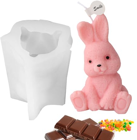 Moule en Silicone Lapin, Moule en Silicone Lapin de Pâques - Moules de Bougies de Pâques en Forme de Lapin Mignon,Moules à Bougies en Silicone époxy antiadhésifs, pour Moulage de résine,