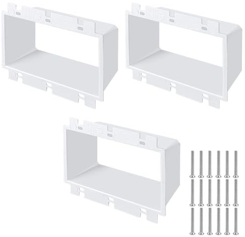 YEXEXINM 3 PCS BE3-3 Electrical Outlet Box Extenders with 18PCS Screws, (3-Gang) Electrical Power Three Gang Box Extender Electric Box Extender 3 Gang Power Switch Receptacles Accessories