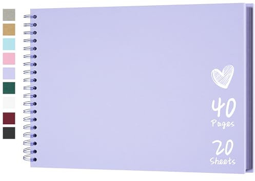 Hiwhy Fotoalbum Scrapbook 28x20,5 cm 20 Blätter DIY Scrapbook Hartes Kraftpapier Baby Erinnerungsbuch Familie Geburtstag Hochzeitstag Scrapbook, Violett