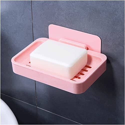 SMBAOFUL Reise-Seifenschale, Seifenhalter, hohles Design, große Seifenkiste, hält die Seife trocken, das Badezimmer, Kunststoff-Wand-Badezimmer-Dusche (Farbe: Rosa, Größe: einlagig)