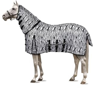 Horze Couverture anti-mouches pour chevaux Defender avec protection ventrale, cou et toupet, protection contre les insectes et les UV