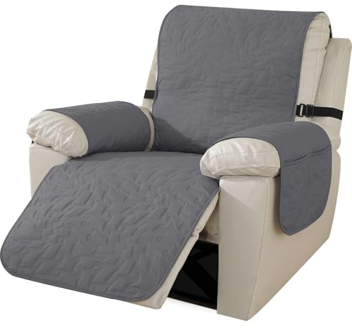 Ystyle Sesselschoner Für Relaxsessel, Sesselbezug Wasserdicht, Fernsehsessel Bezug, Sesselschoner Mit Armlehne, Sesselüberwurf Anti-Rutsch, Überzieher Für Sessel (1 Sitzer, Hellgrau)