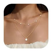 Adramata Perlen Kette Damen Frauen 18K Gold/Silber Perlenkette Damen 4MM Perlen Kette Perlen Choker Kette Silberkette Goldkette Perlenkette Süßwasserperlen Halskette Damen Geschenke Schmuck Damen,G