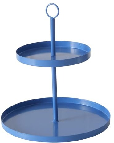 MF Deko Etagere Samina in Grün – Elegantes Accessoire, 34 cm Höhe, 30 cm Durchmesser, 2 Etagen, lackiertes Eisen