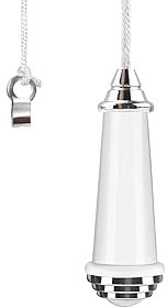 ALLisWE Bathroom Light Pull Cord Handle with 100CM Nylon Pull String Extension Light Switch Chrome Finish White Porcelain Pull Cord End Blind Cord Handle for Bedroom Classic Toilet Light Fan Switch