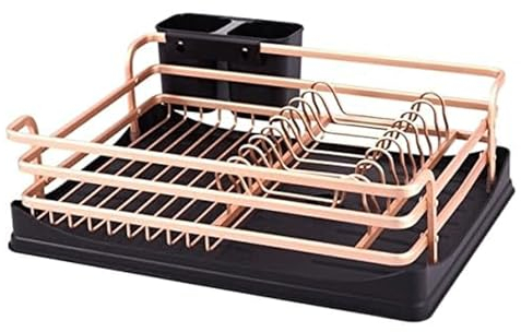 Abtropfgestell Küchen-Geschirrsiebe, Roségold, Geschirrständer, rostbeständig, Utensilienhalter, Utensilienhalter für Verschiedene Küchenutensilien