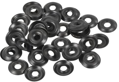 sourcing map 50Pcs Cup Washer Countersunk, Iron Black Countersunk Finish Washers for M4 Screws (M4 ID x 14mm OD x 2mm Thick)