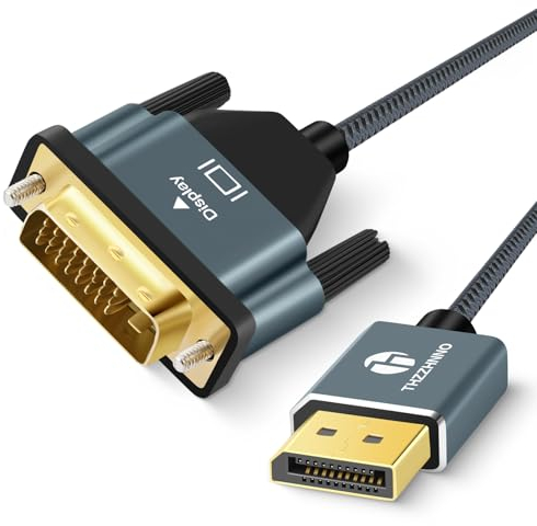 Thzzhnno DisplayPort auf DVI Kabel 5M, DP auf DVI-D Vergoldete, Geflochtenes Nylon Adapter Stecker auf Stecker, Kompatibel mit Computer, Desktop, Laptop, PC, Monitor, Projektor