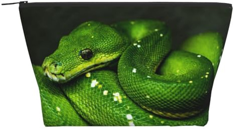 Schlange Grünes Reptil, Kulturbeutel, Make-up-Tasche, Kosmetiktasche, tragbare Reise-Kulturtasche