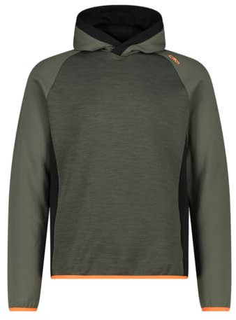 CMP - Felpa da uomo con cappuccio fisso in pile Stretch Performance, Olive Mel., 48