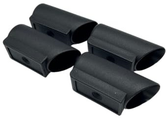 4 Gleiter/Kappen für Stahlrohrtische, Gleitkappen für Rundrohre, Kunststoff, Schwarz (Glatt, 25 mm)