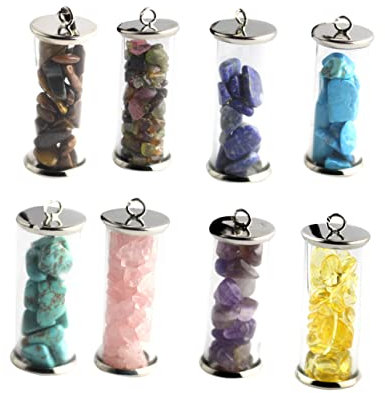 PRETYZOOM 8 Stk Flasche aus Glas mit Kristallsplittern Flaschenanhänger wünschen für Frauen Anhänger für Frauen hitch bottle kristallperlen hängender Glasbehälter treibende Flasche