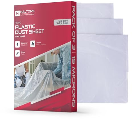 Haltons 1 1 Dust Sheet, 3 Pack (3.6x2.7m / 15μm)