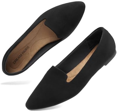 DREAM PAIRS Ballerine Punta Donna Lavoro | Punta affusolata, tomaia in pelle o scamosciato, fodera amica della pelle, suola antiscivolo.
