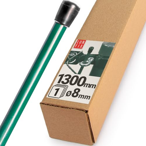 Varilla tensora trenzada, malla de alambre, 1300 x 8 mm, barra de PVC revestida, color verde