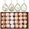 Alishomtll Ostereier zum Aufhängen für Ostereier Deko, 24 Stück Ostern Kunststoff Eier, 6cm Ostereier Bemalen Frühling Osterstrauchdeko Dekoration, Ostern Plastik Braun und Weiß Eier mit Schnur