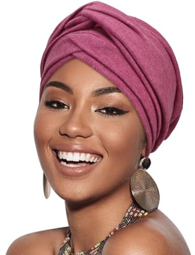 DRESHOW 1 Stück Afrikanischer Damen Turban Doppelt Geflecht Kopfbedeckung Kopftücher Chemo Kappe Vorgebunden Beanie Mütze Kopfwickel Schlafmütze